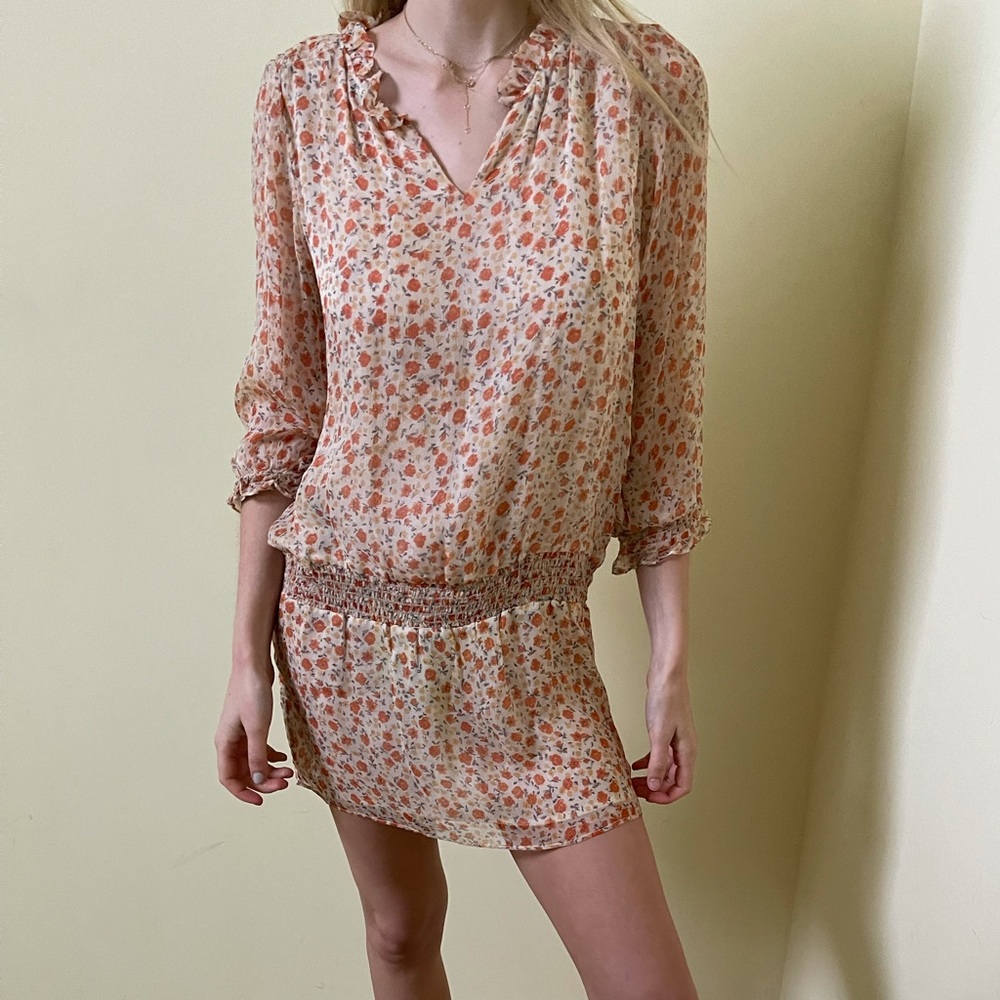 Kite and Butterfly orange floral print silk dress